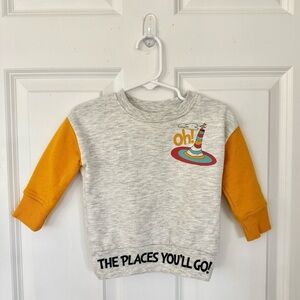 Dr Seuss Pull over Sweater - Long Sleeve Gray Yellow - Size 12 months